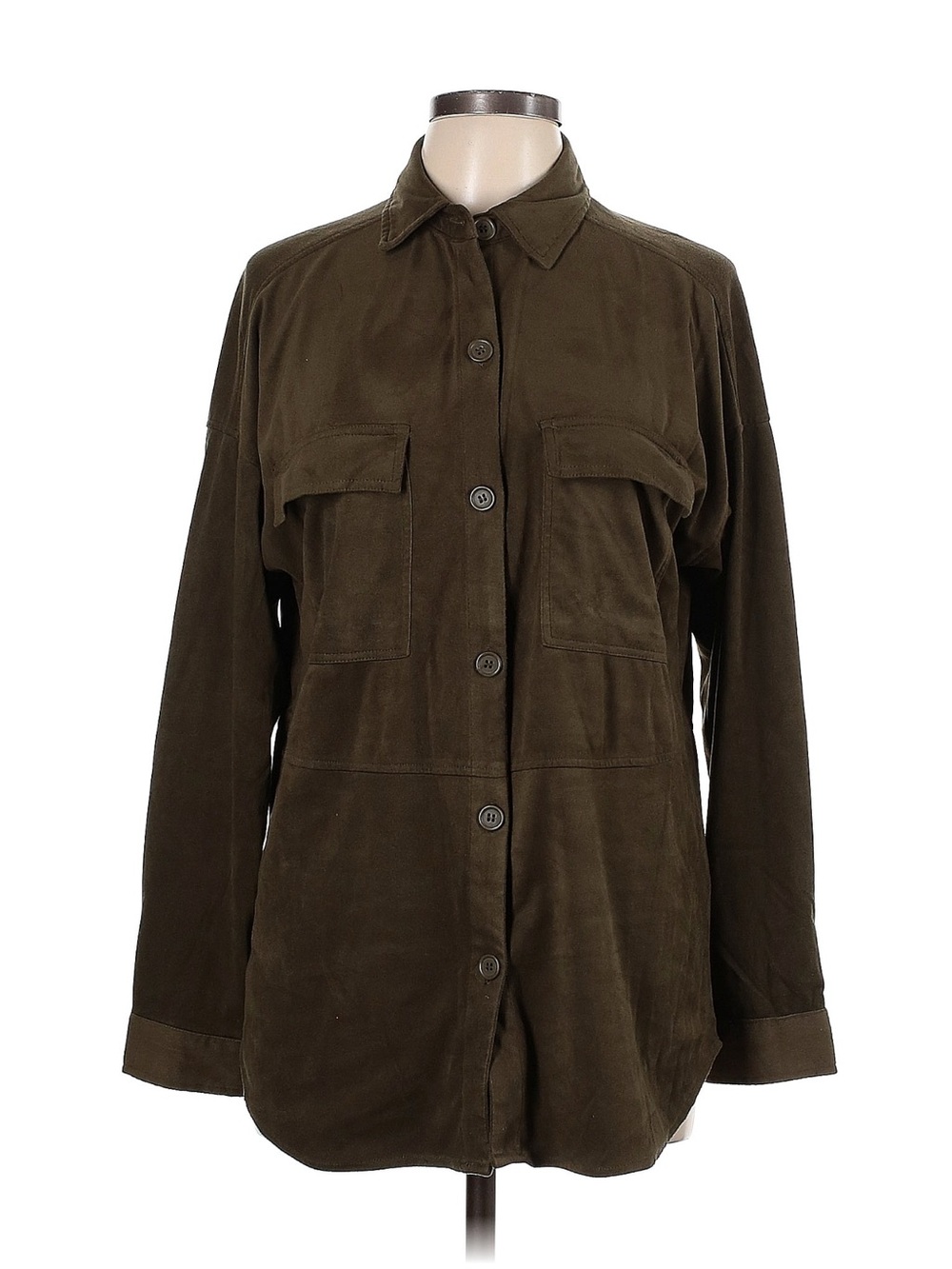 Max Studio Olive Utility Button-Up Jacket
